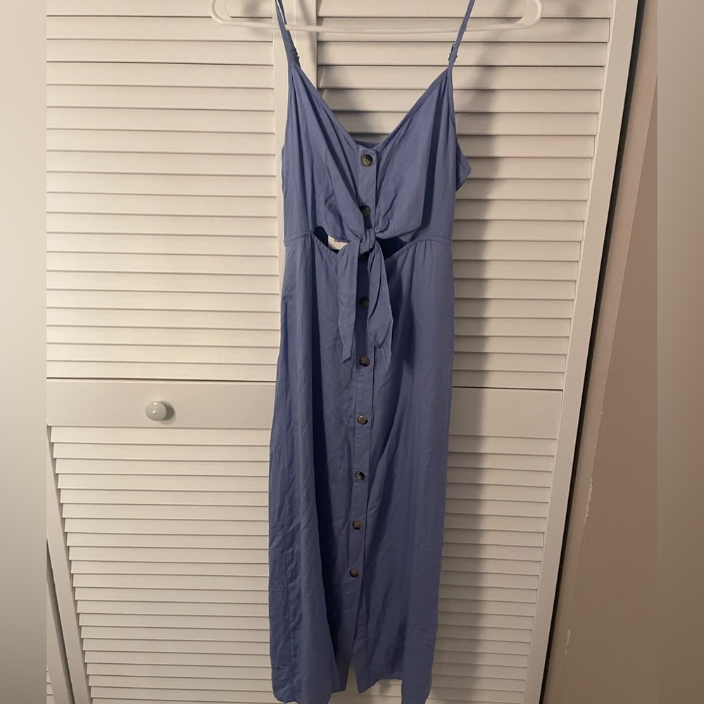 Blue long cut out dress
